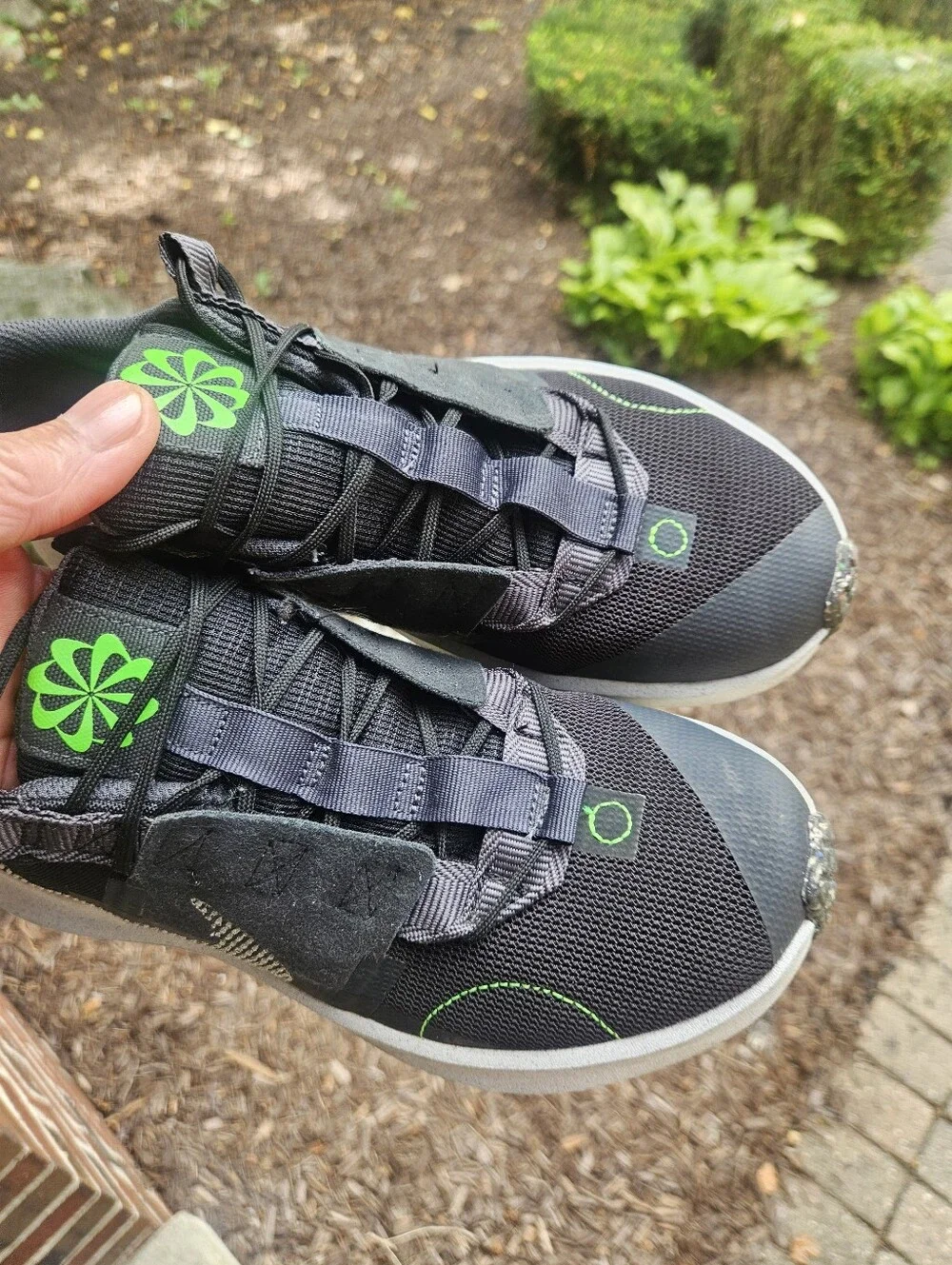 Nike Kids Black Sneakers with Neon Green Accents